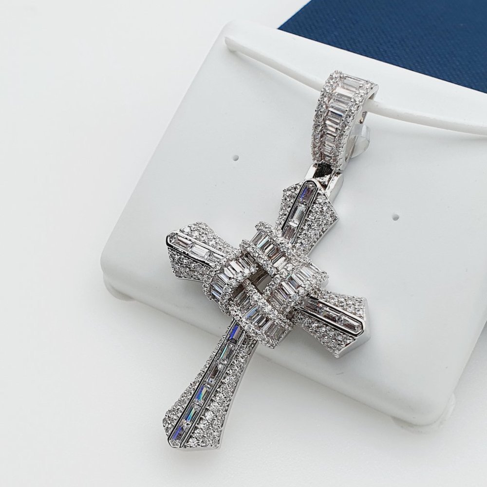 925 Sterling Silver Plated CZ Pendant, EVBRS589 - Picture 6 of 11